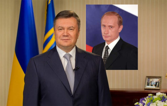 Віктор Янукович на фоні Володимира Путіна